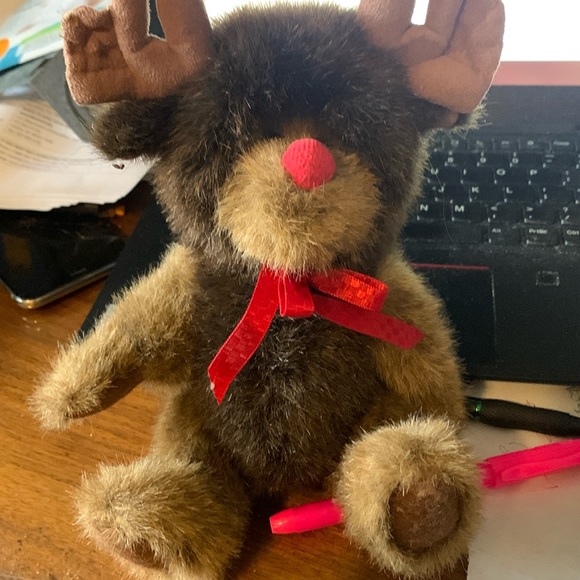 VNWT Boyds Collection THE HEAD BEAN Bailey & Friends MATTHEW Plush BEAR RUDOLPH - Picture 1 of 3
